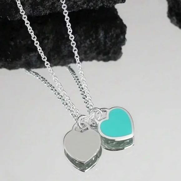 turquoise double heart necklace ✨​